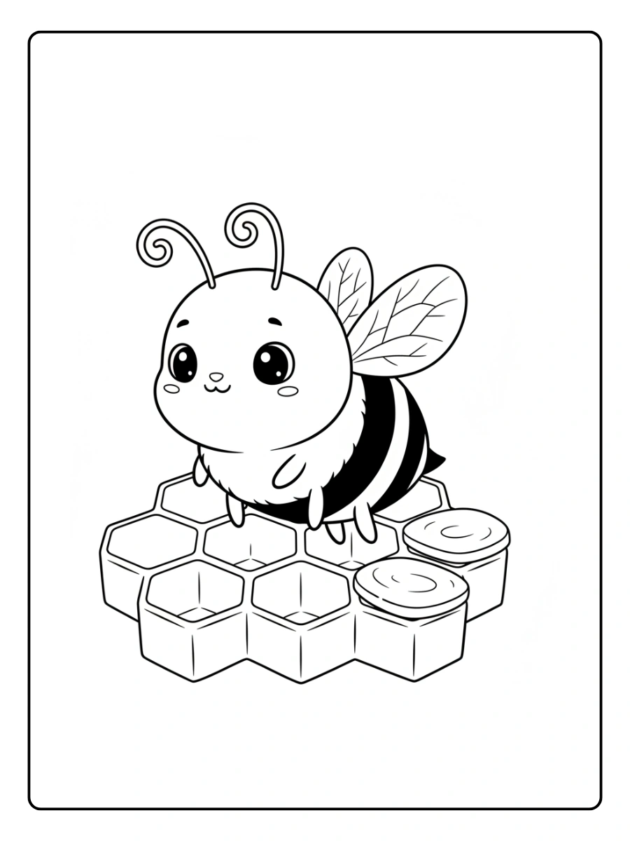 abeja juntascon moño para colorear