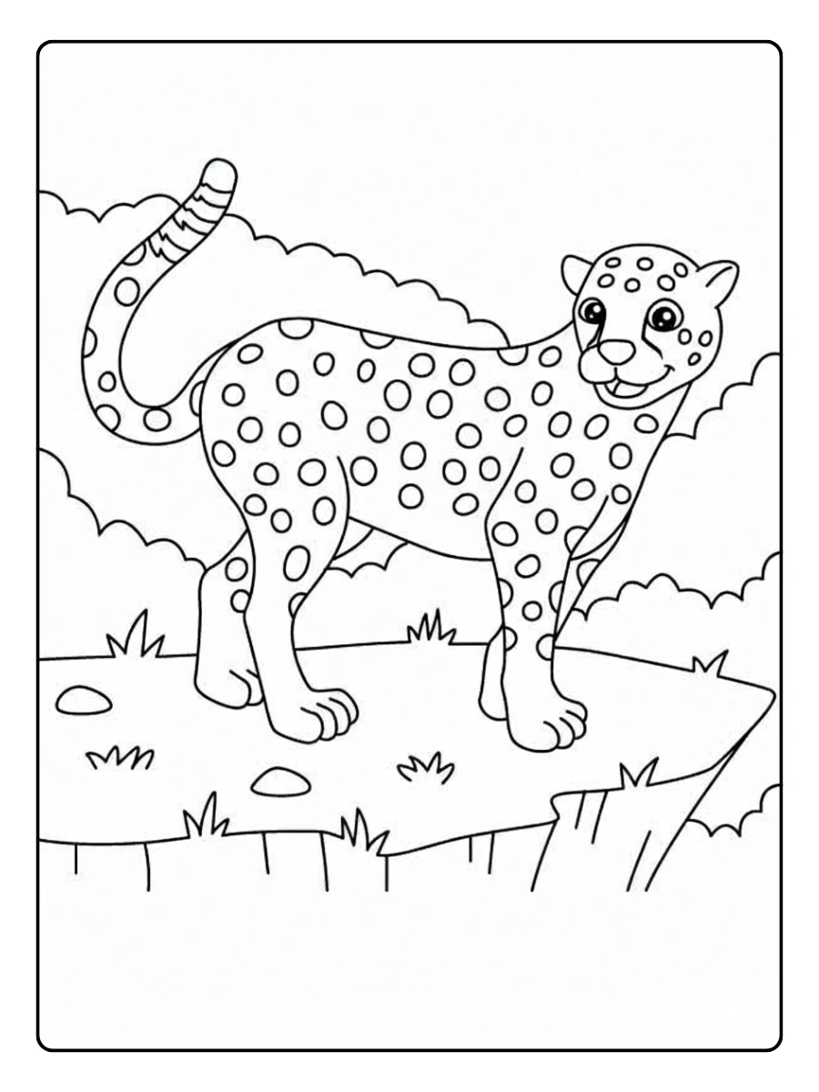 Leopardo en la selva para colorear