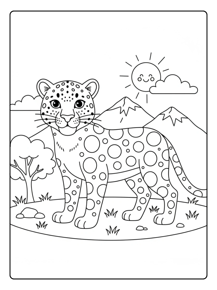 Leopardo para colorear educativo