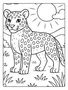 Leopardo para colorear fácil