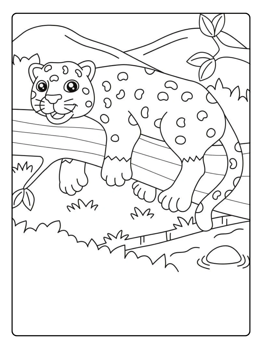 Leopardo para colorear kawaii