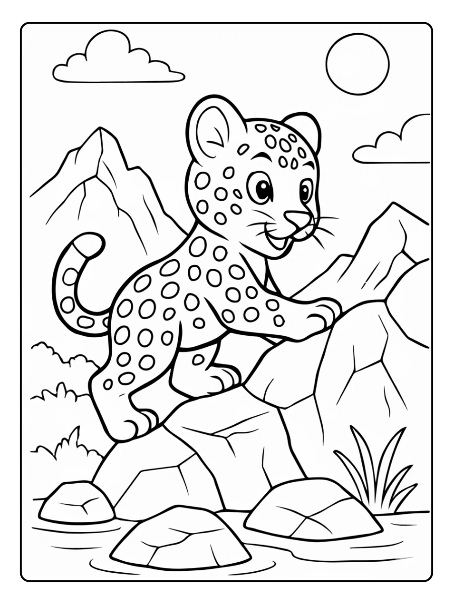Leopardo para colorear simple