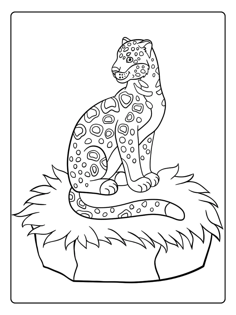 Leopardo sentado para colorear