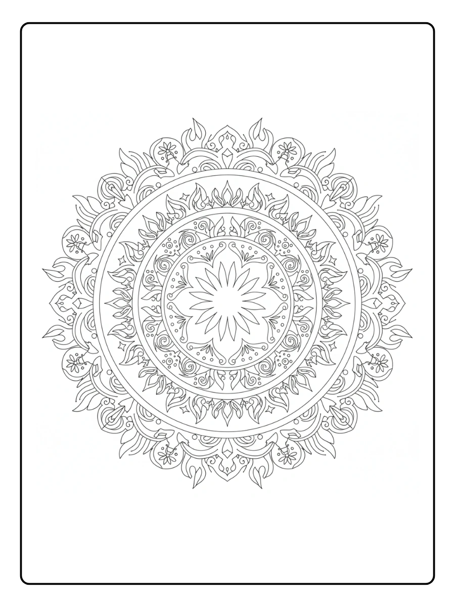 Mandala de alebrije con patrones de fuego y luz