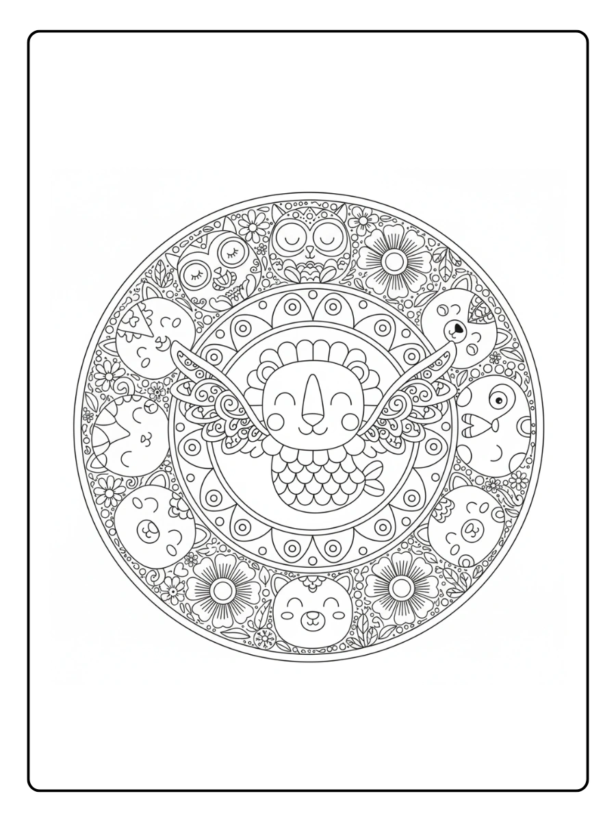 Mandala de alebrije con patrones florales mexicanos