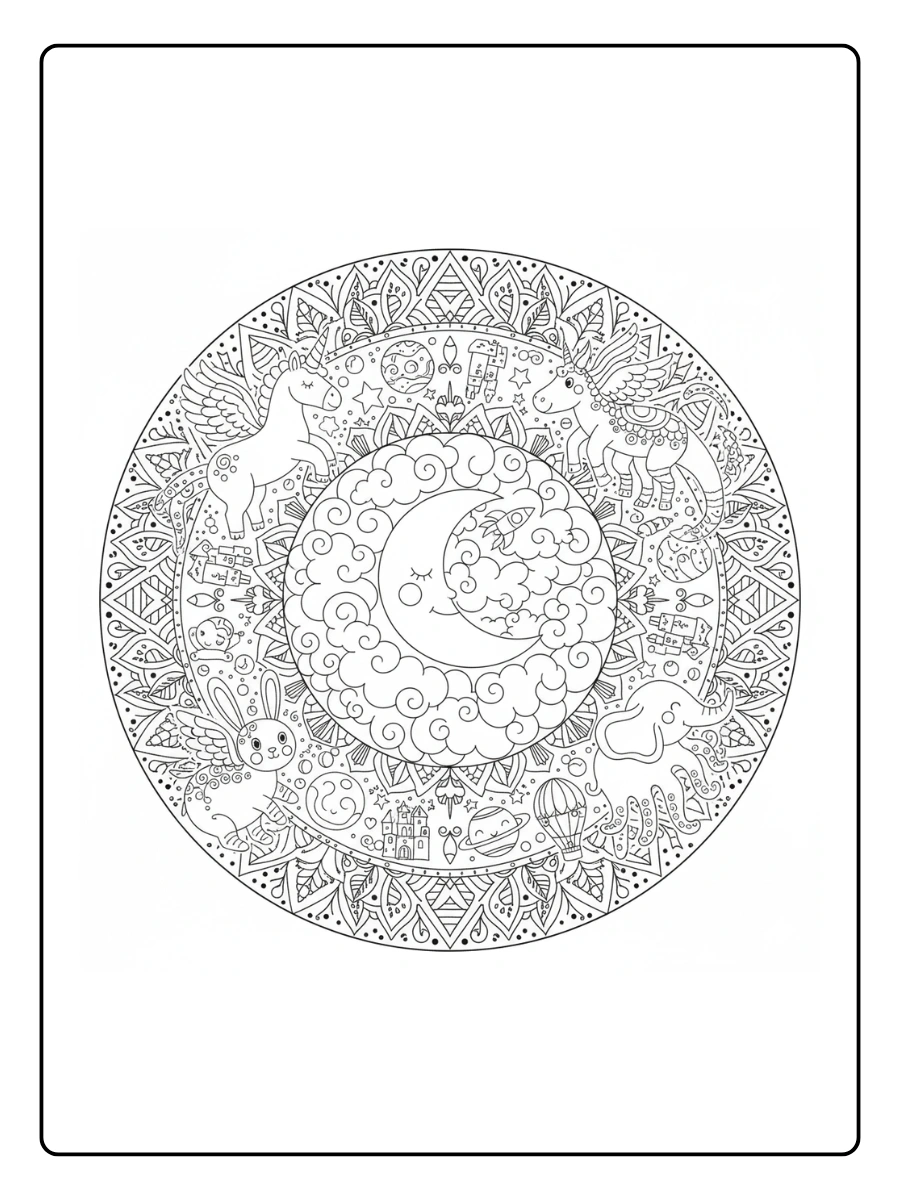 Mandala de alebrije inspirado en sueños infantiles