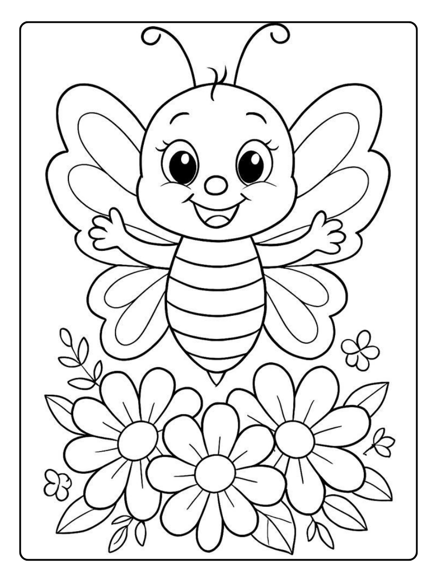 Mariposa con flores para colorear