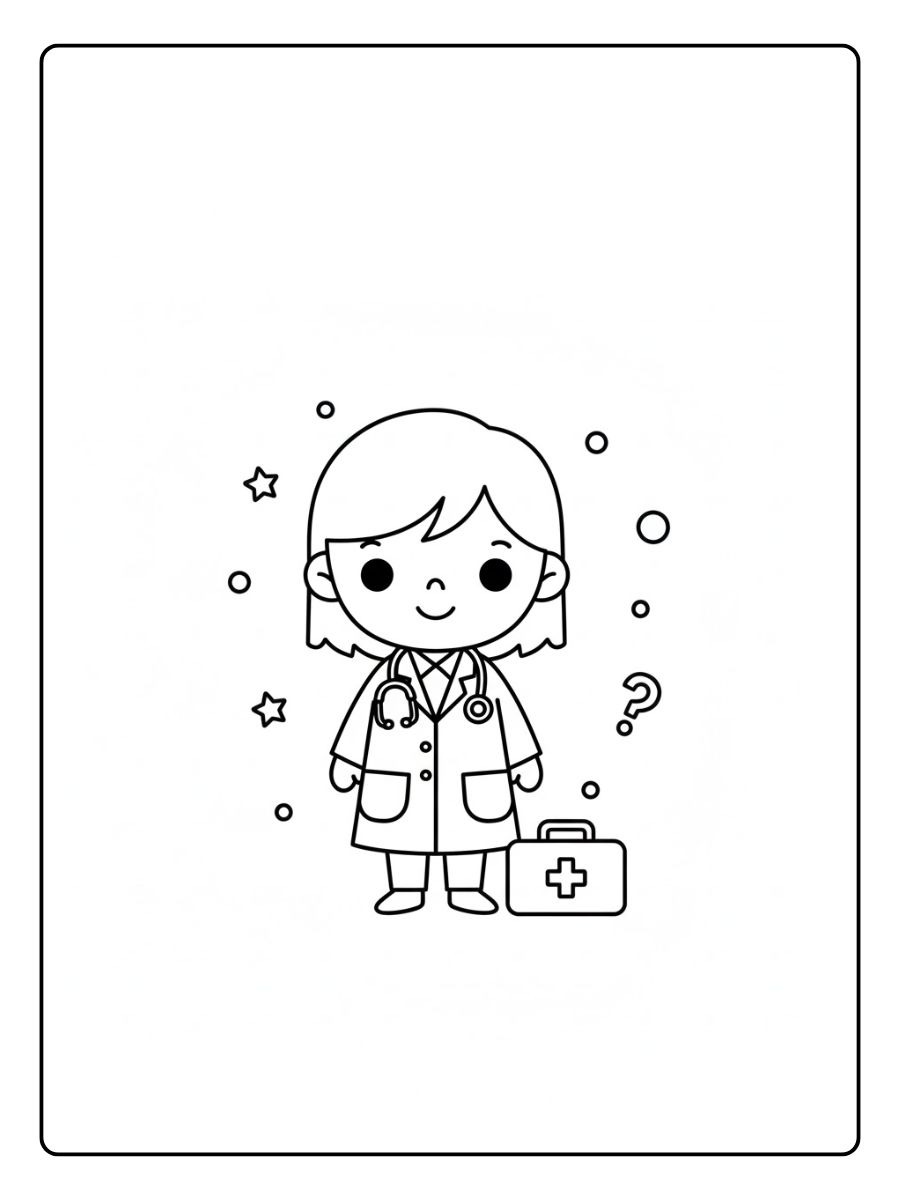 Médico con bata blanca para colorearpara colorear preescolaralebrije volando suavealebrije caminando curiosoalebrije hecho de estrellas grandeshecho solo con círculos grandes