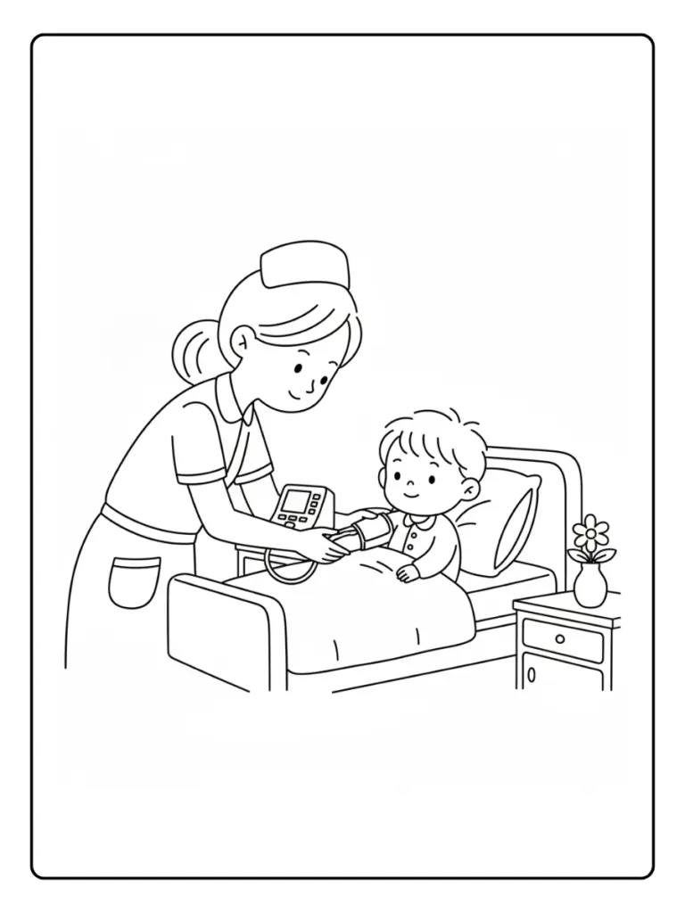 Enfermera Midiendo la presión para colorear