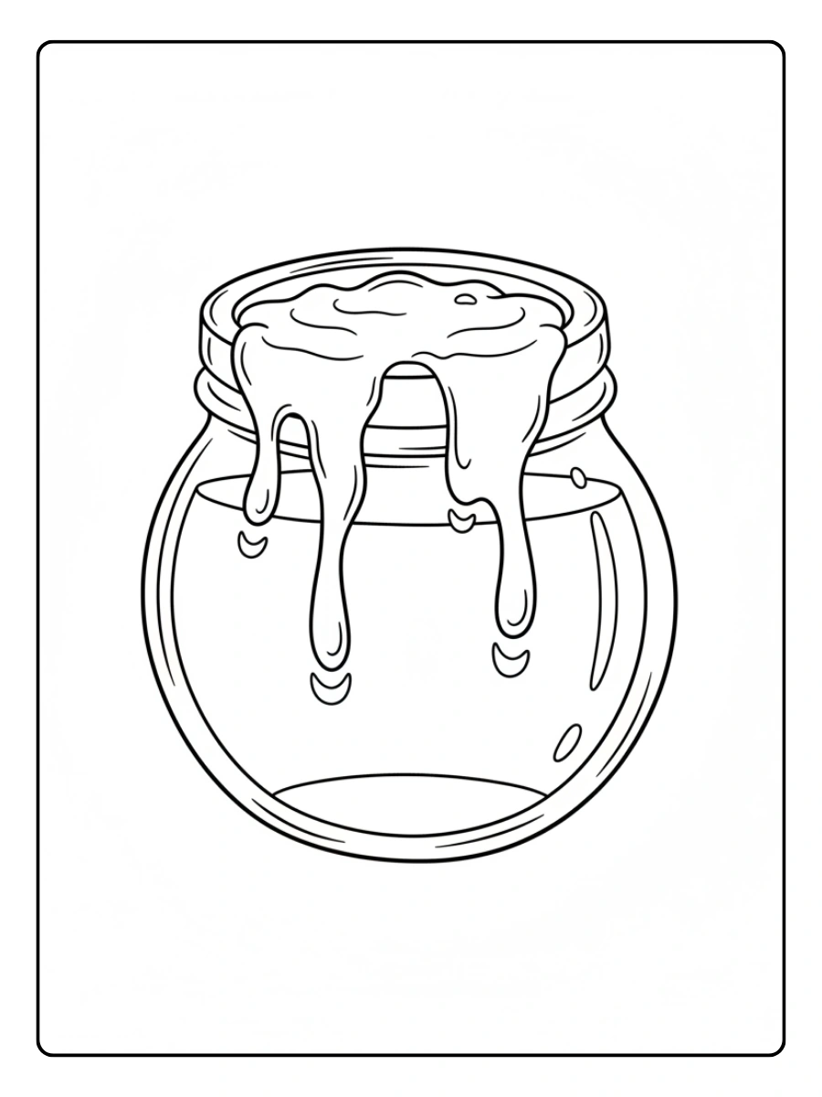 Miel en el borde del frasco