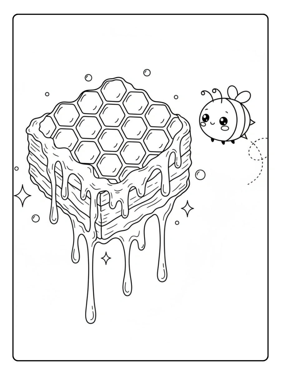 Miel en el panal abiertovolando suave para colorear