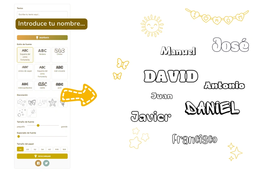 Gencolorear - Nombre para colorear