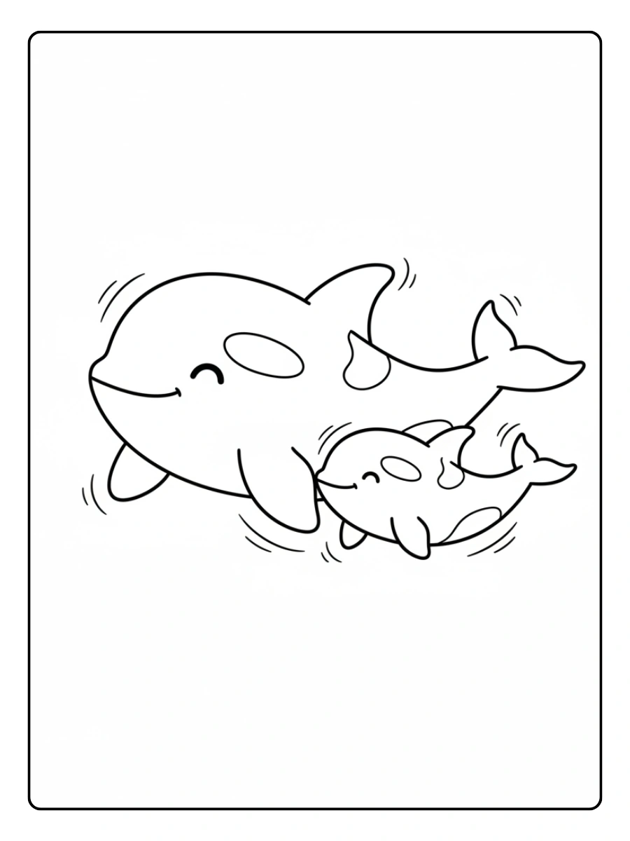 Orca jugando con cría