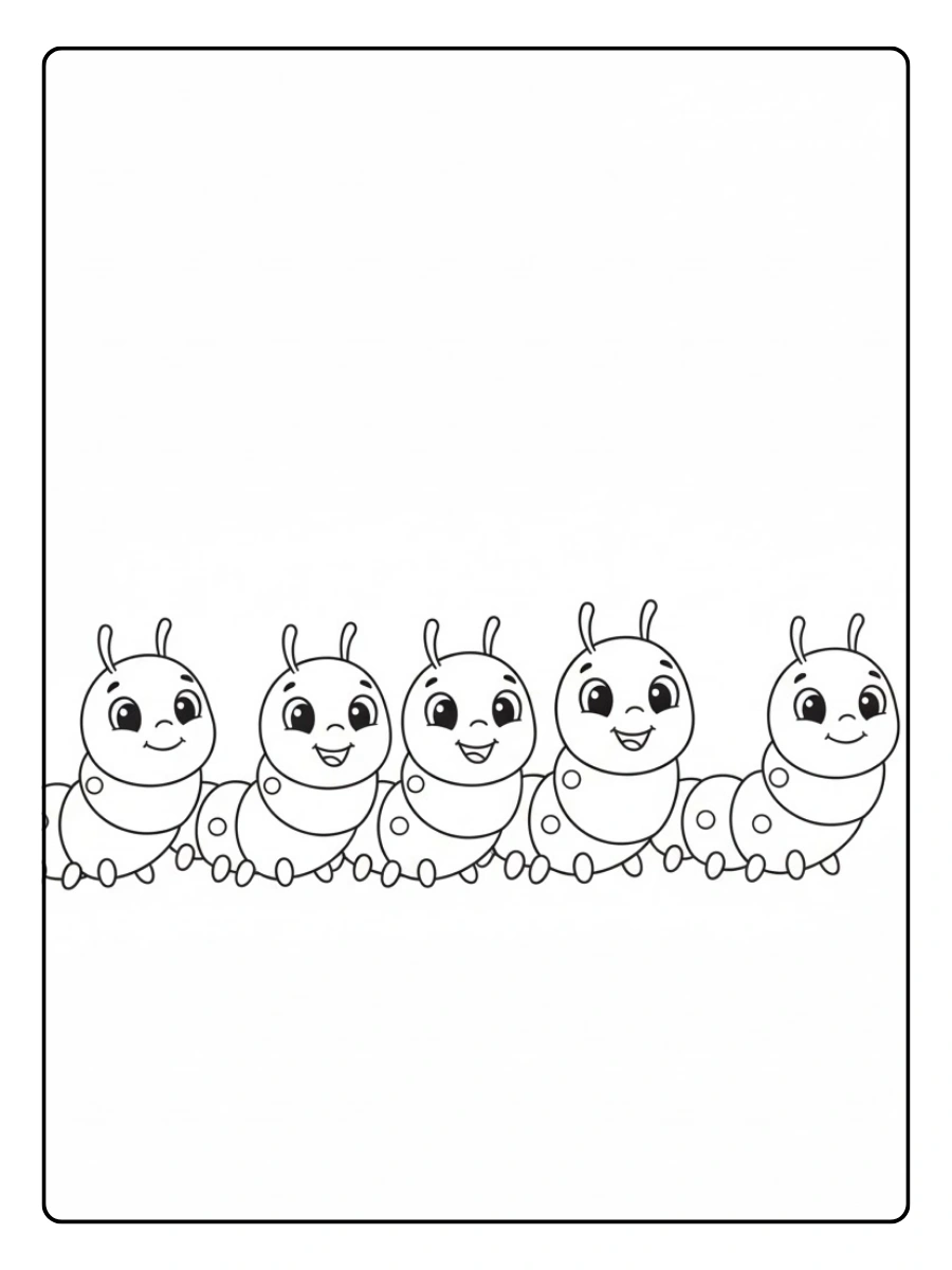Oruga con amigos para colorear