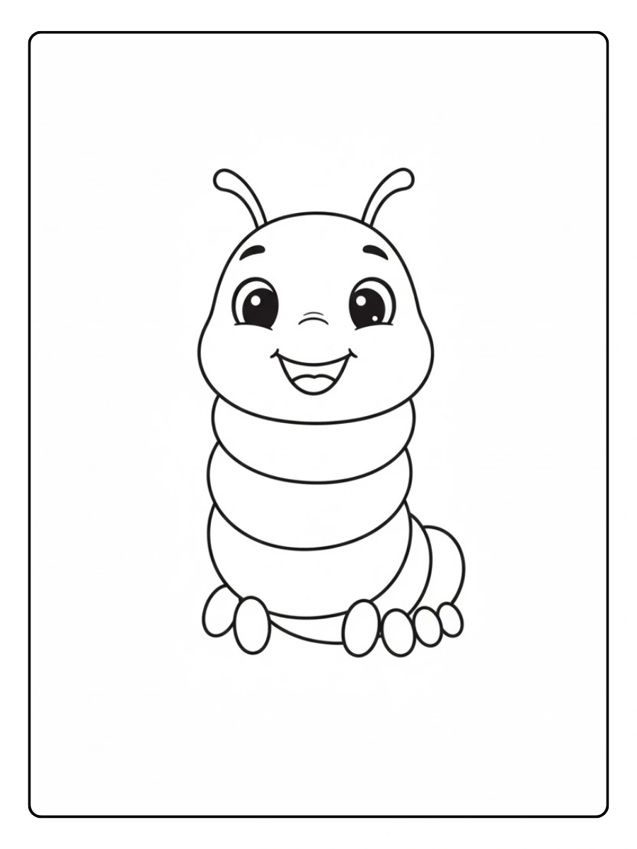 Oruga sonriendo para colorear
