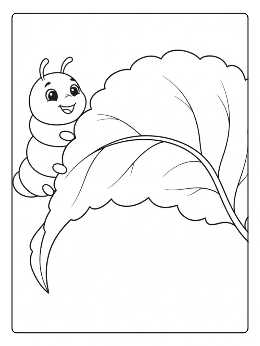 Oruga subiendo hoja para colorear