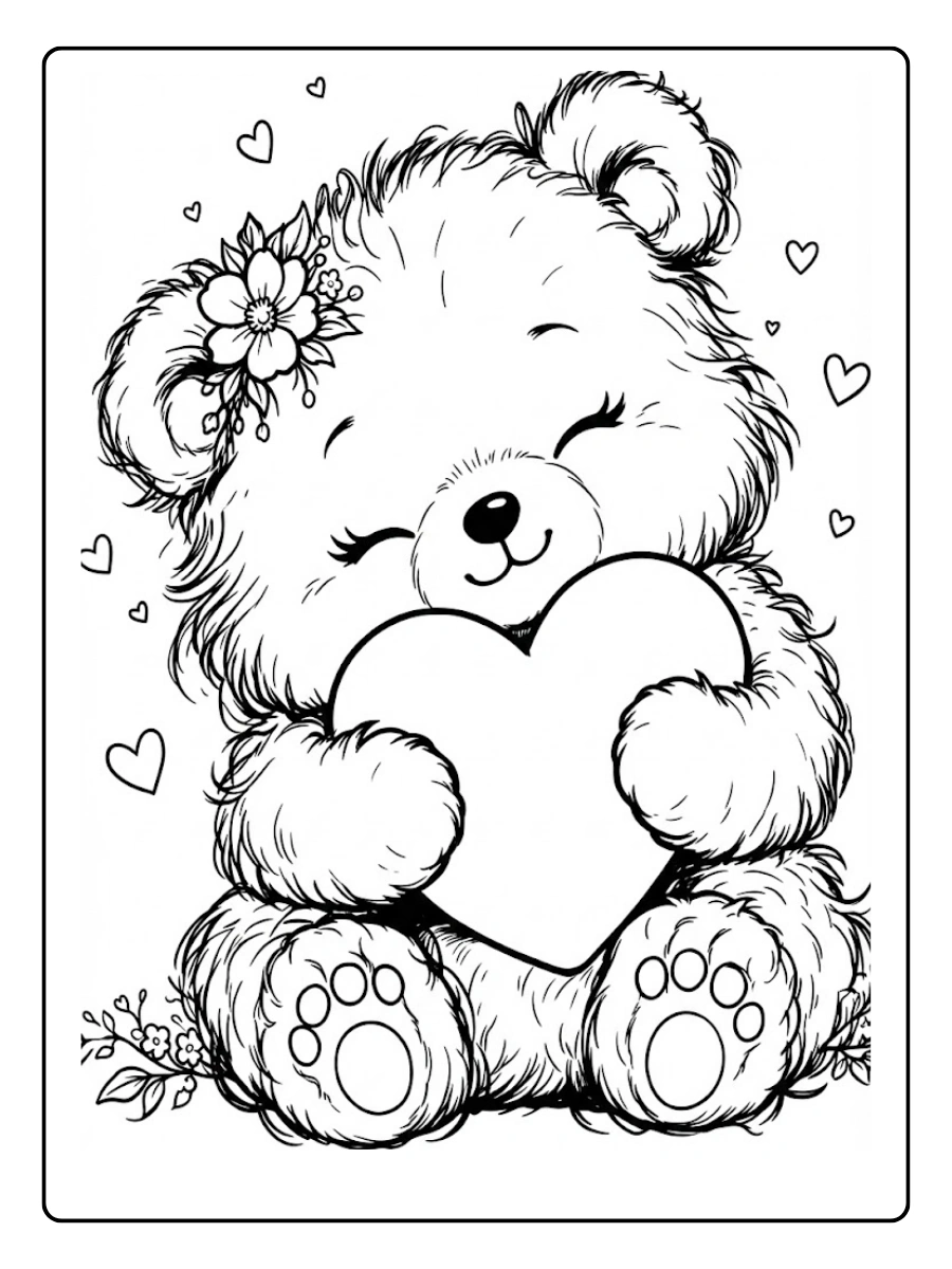 Osito tierno de Valentín para Colorear
