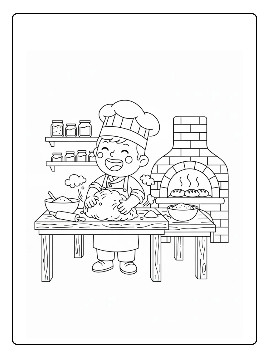 Panadero amasando masa que parece una nube