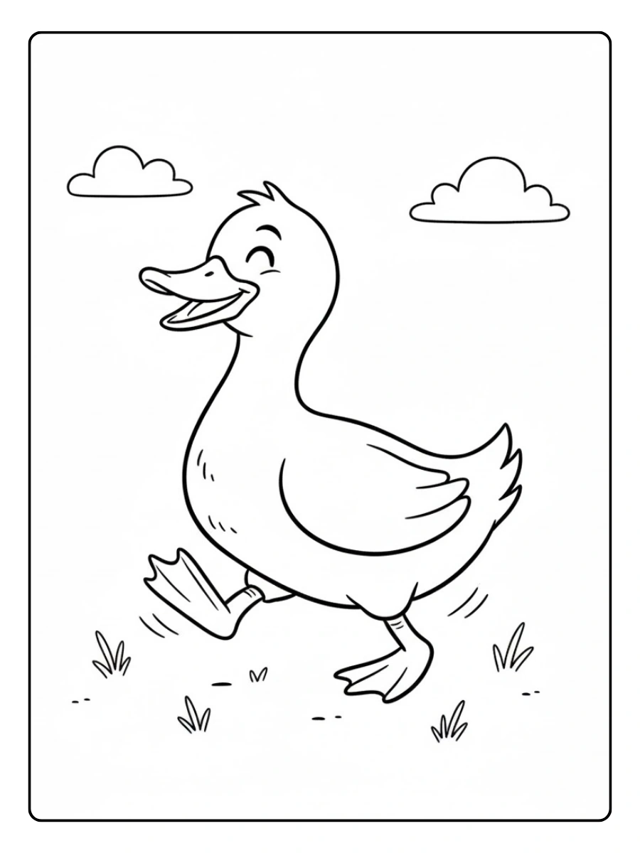 Pato caminando para colorear