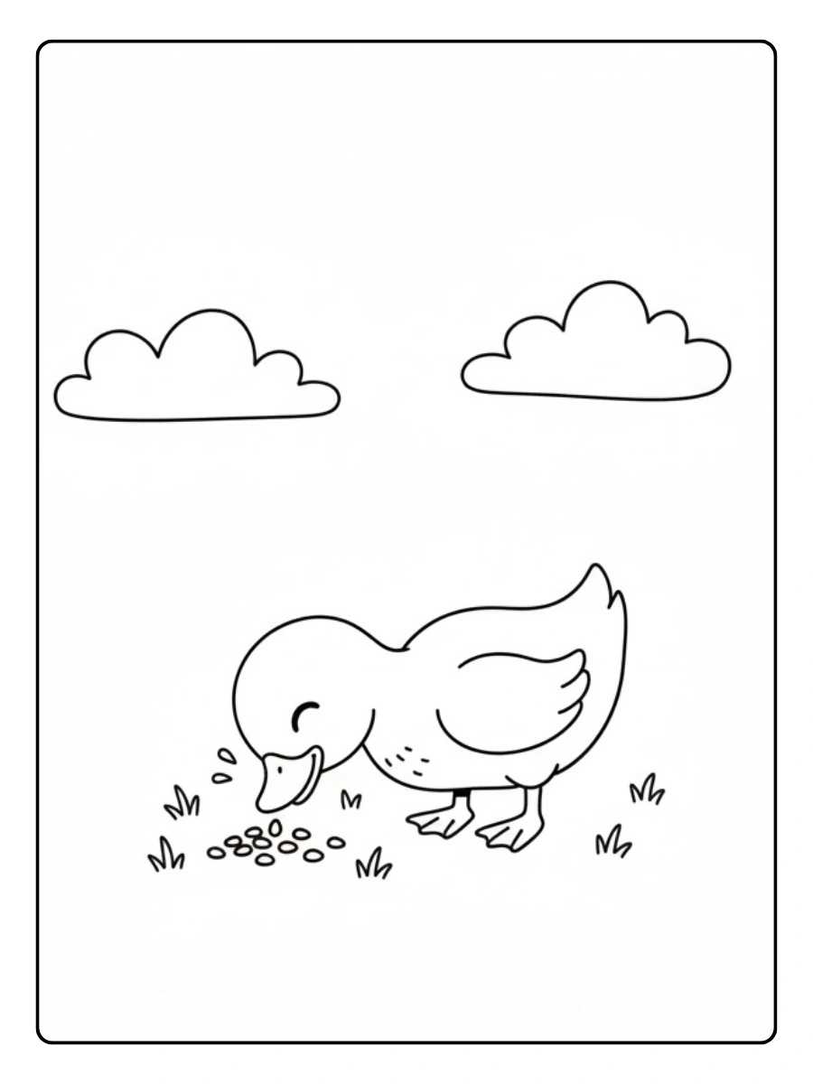 Pato comiendo para colorear