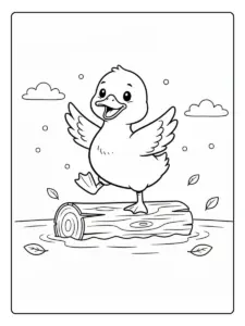 Pato equilibrándose para colorear