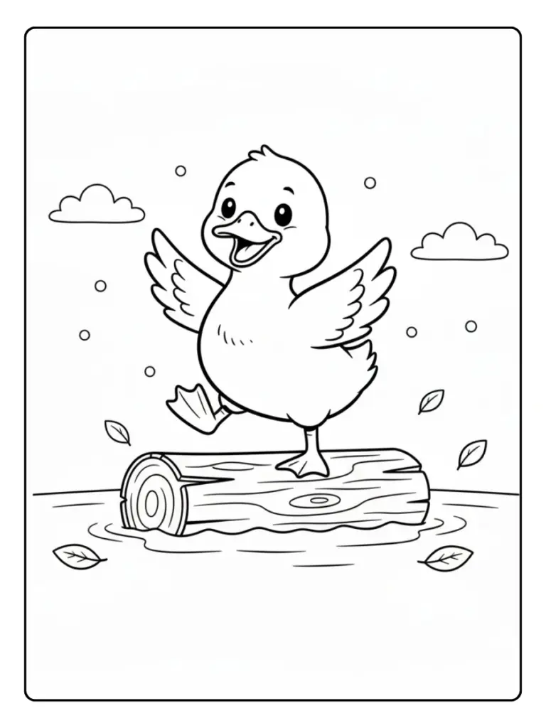 Pato equilibrándose para colorear