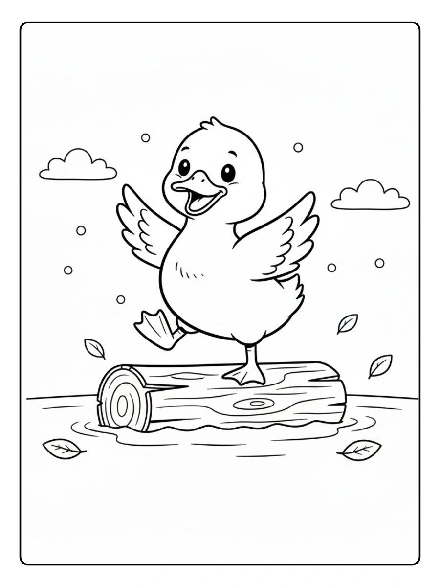 Pato equilibrándose para colorear