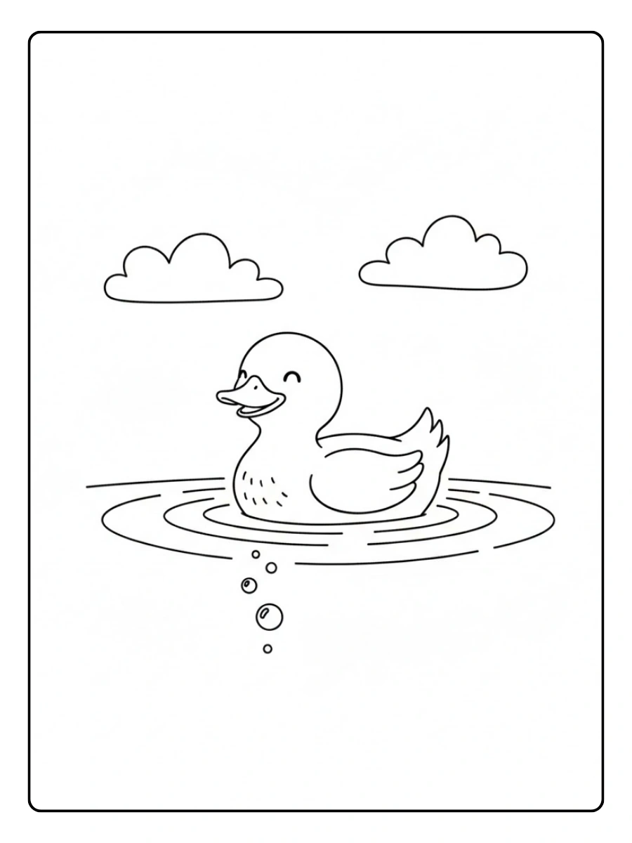 Pato nadando para colorear