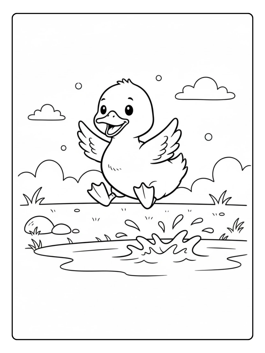 Pato saltando al agua para colorear