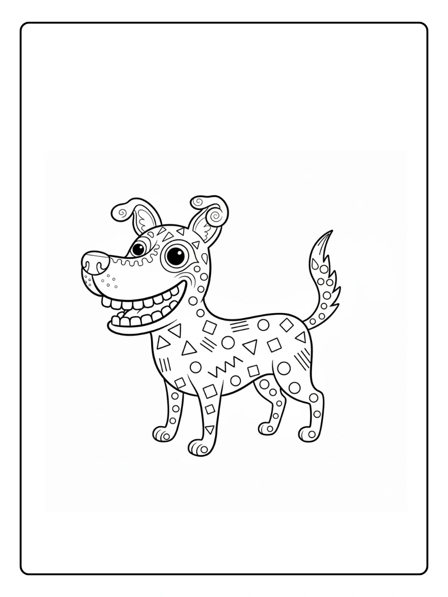 Perro alebrije con formas geométricas simples