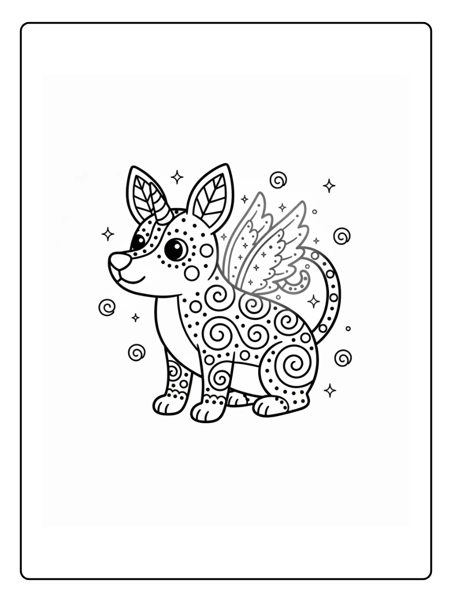 Perro alebrije estilo mascota mágica