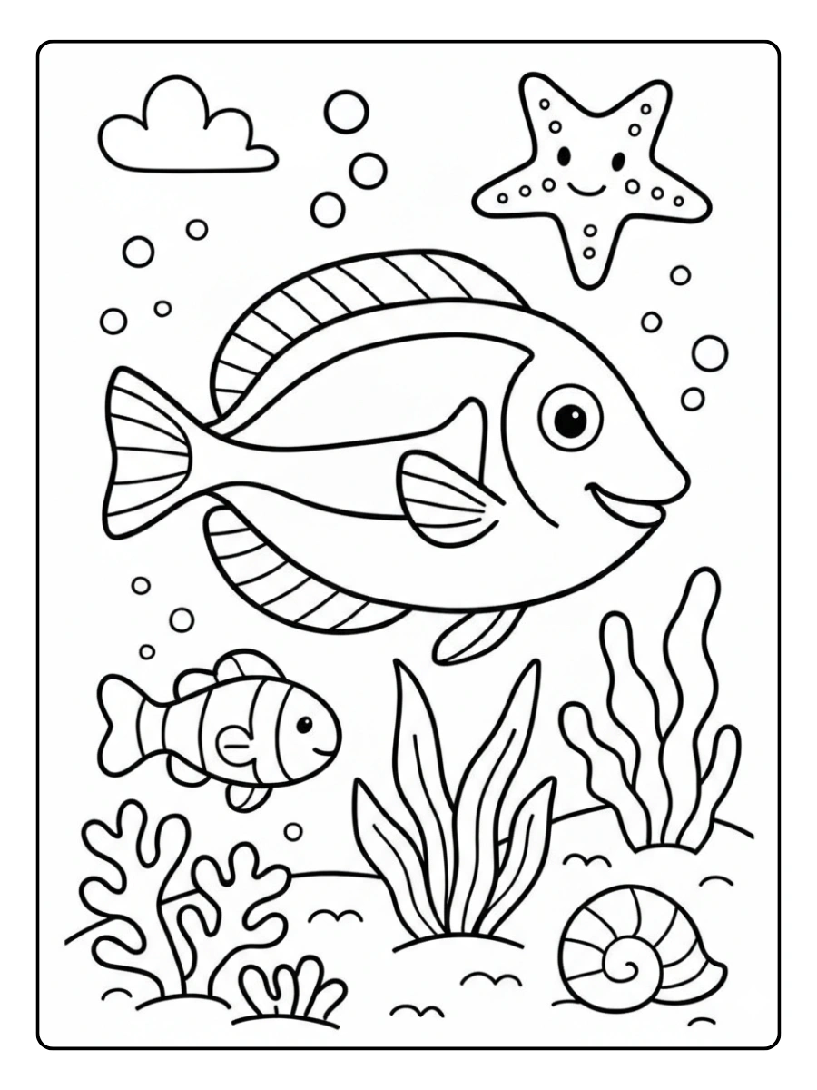 Pez fácil para colorear