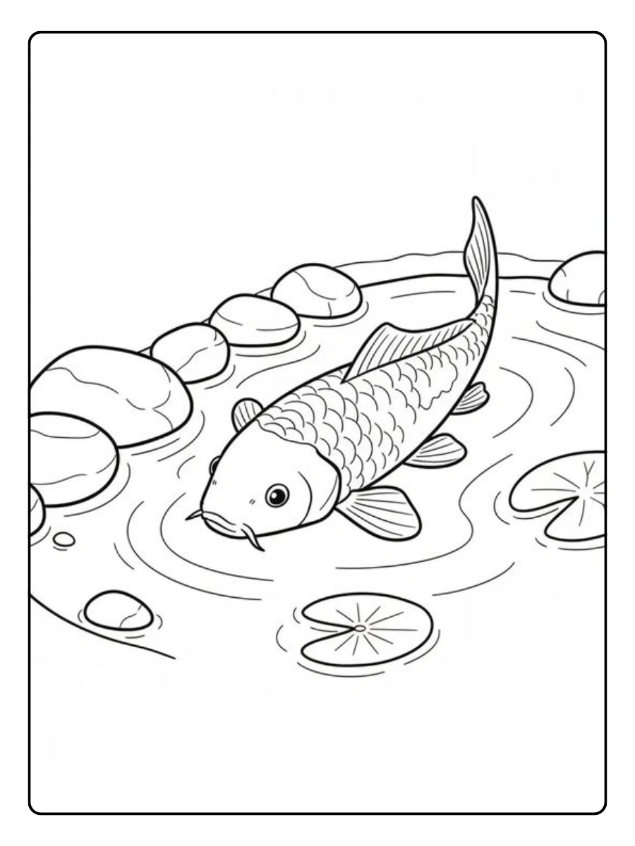 Pez koi para colorear