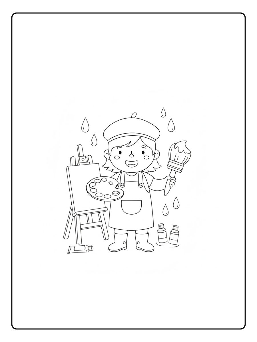 Pintor con brocha para colorear