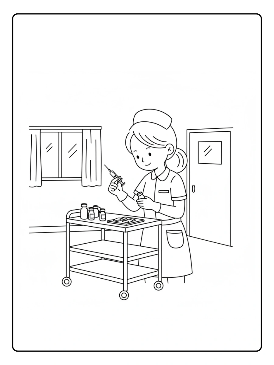 Enfermera Preparando inyecciones