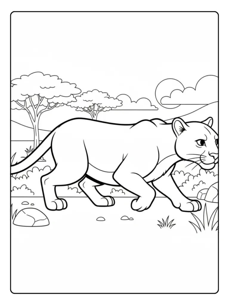 Puma para colorear acechando
