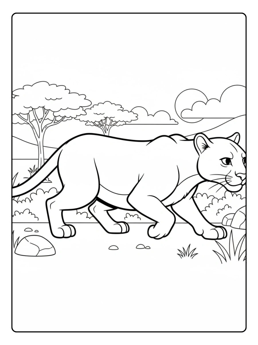 Puma para colorear acechando