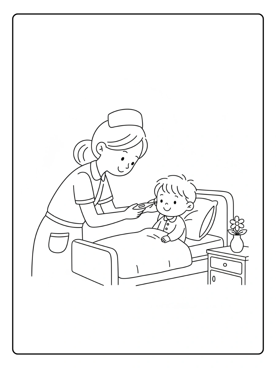 Enfermera Tomando la temperatura