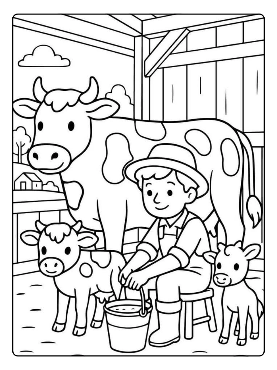 Toro de granja para colorear