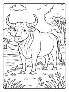 Toro feliz para colorear