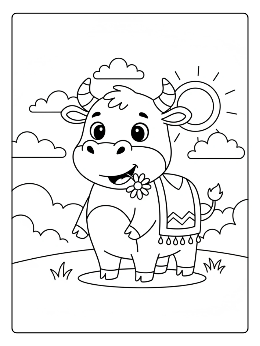 Toro para colorear infantil