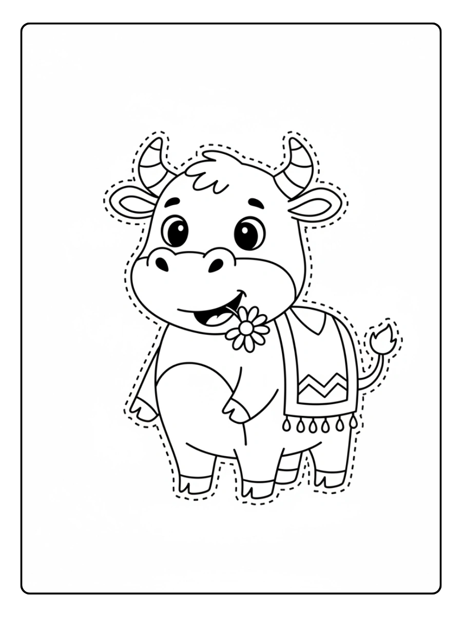 Toro para colorear y recortar