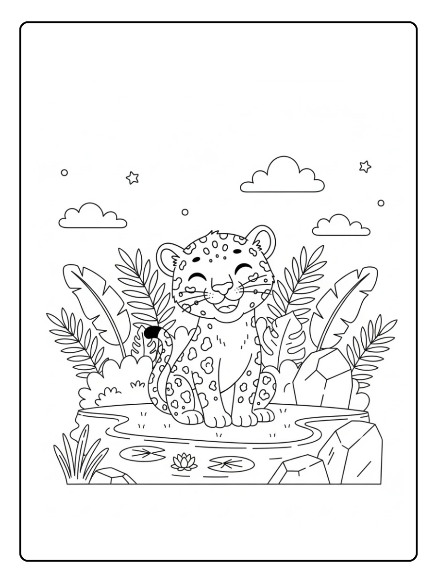 Un jaguar feliz en su hogar natural