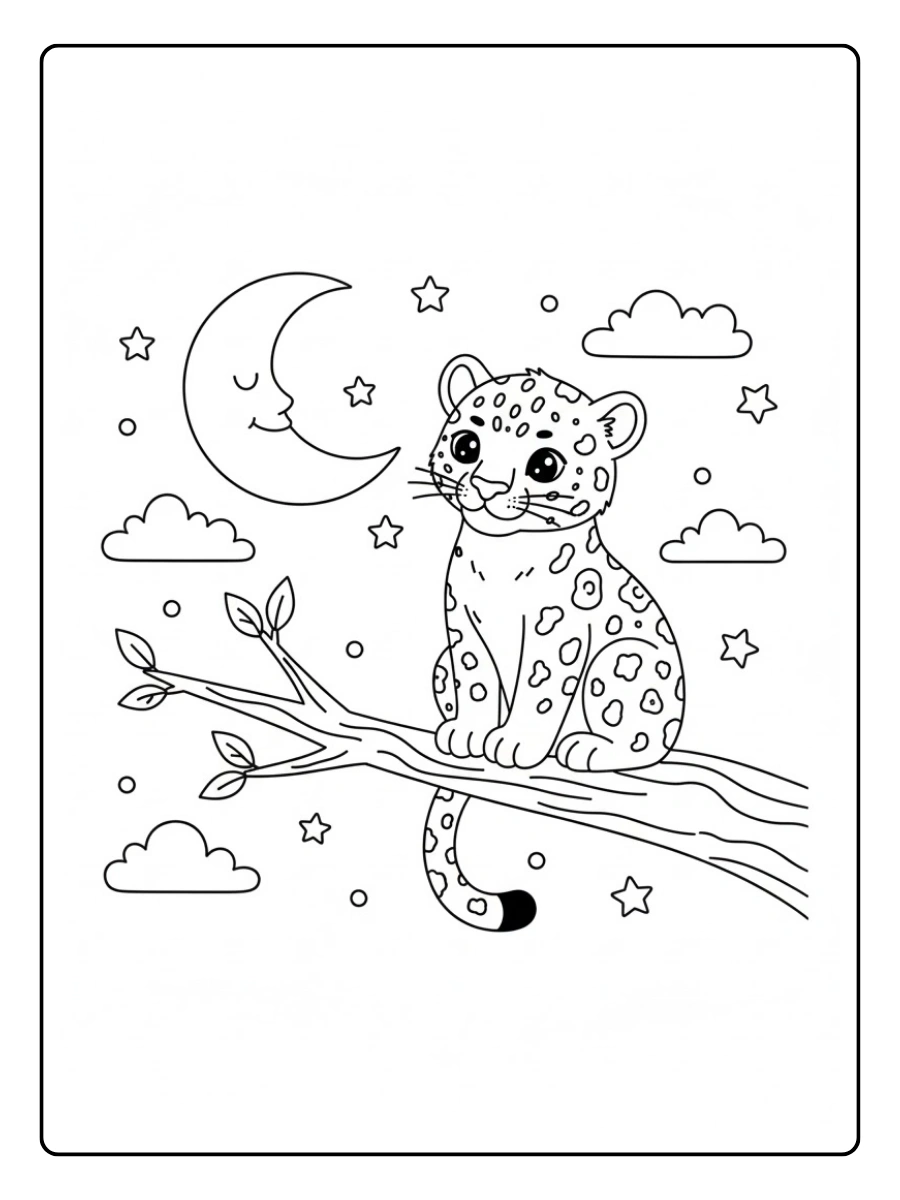 Un jaguar mirando la luna por la noche