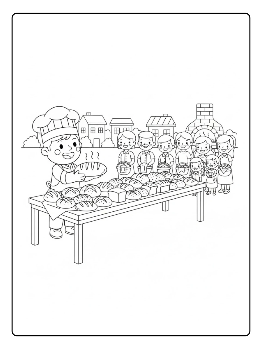 Un panadero preparando pan para todo el pueblo