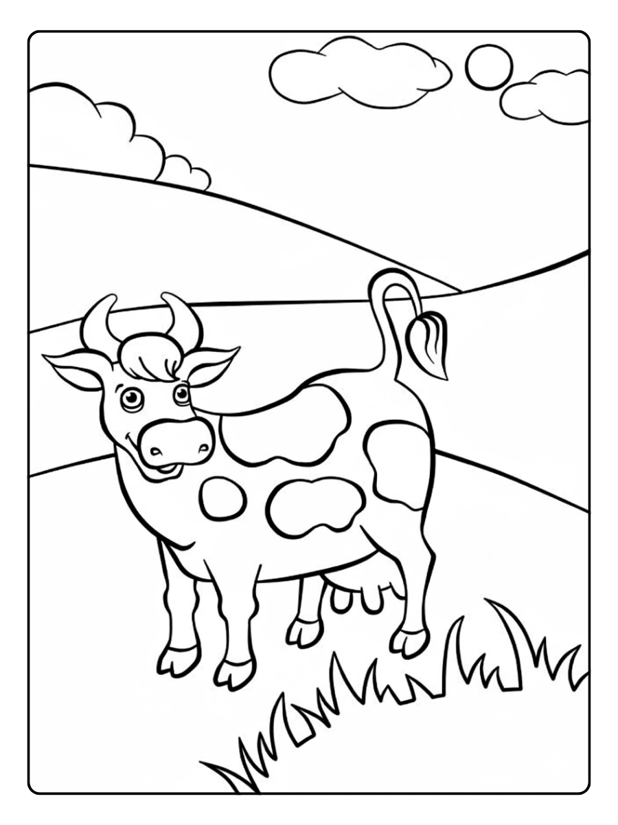 Vaca Lola bailando para colorear