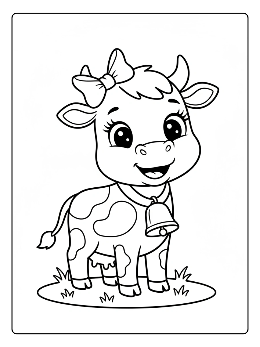 Vaca Lola con campana para colorear