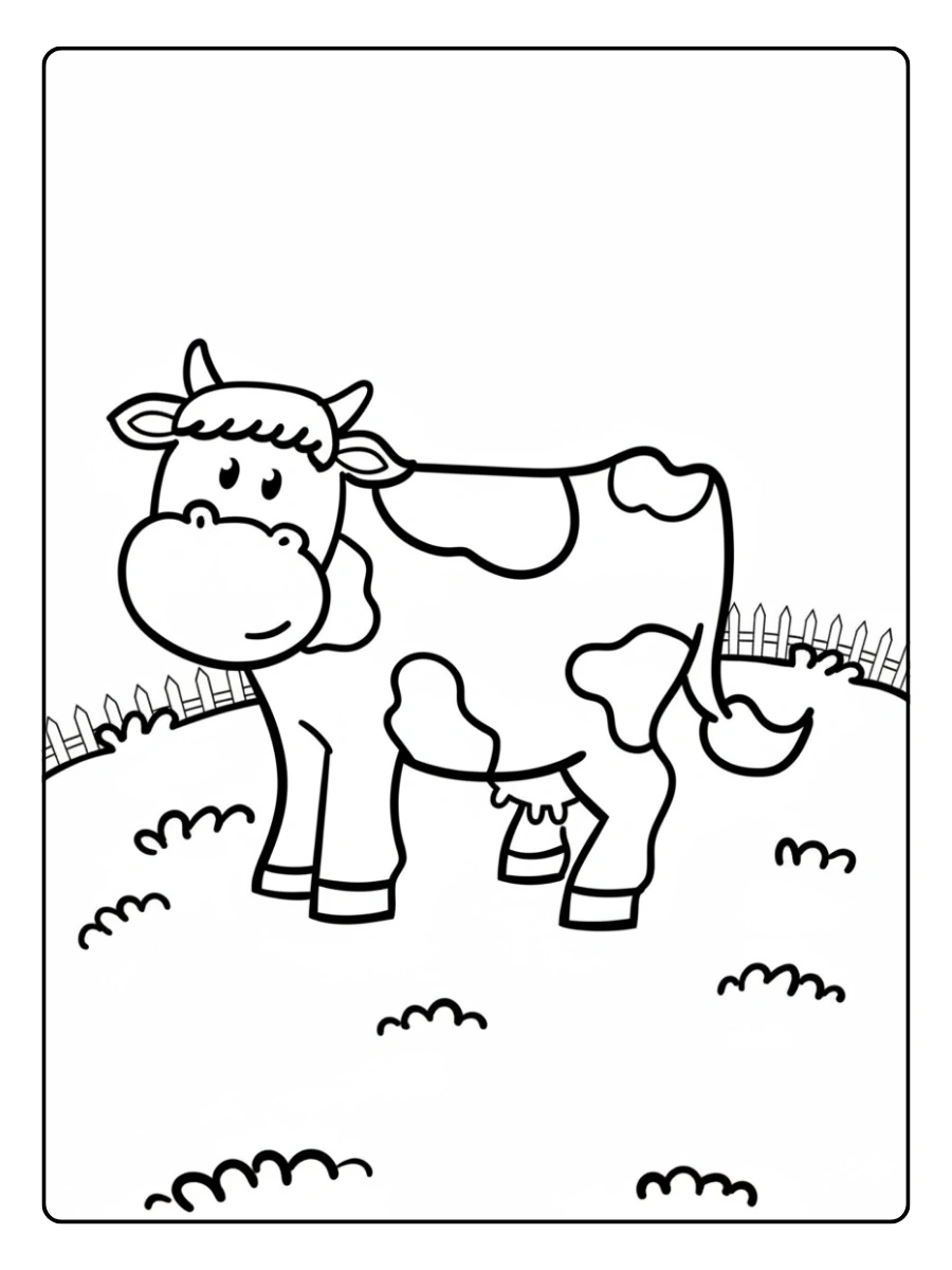 Vaca Lola saludando para colorear