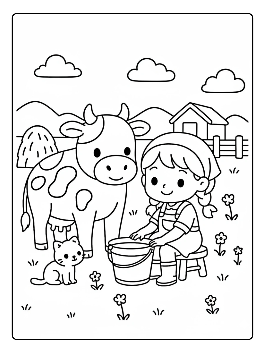 Vaca fácil para colorear