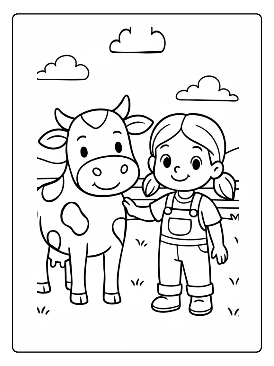 Vaca feliz para colorear